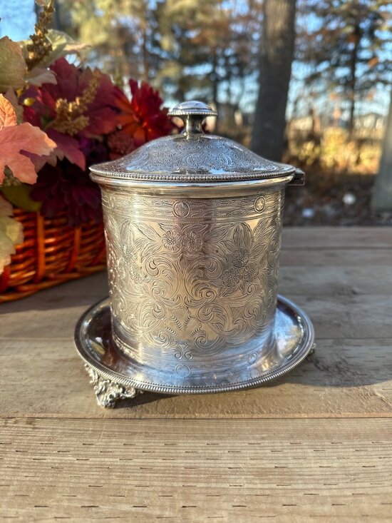Birks Other - Antique English Silver Plate Biscuit Barrel by Birks Rideau Plate Footed, C.1900
